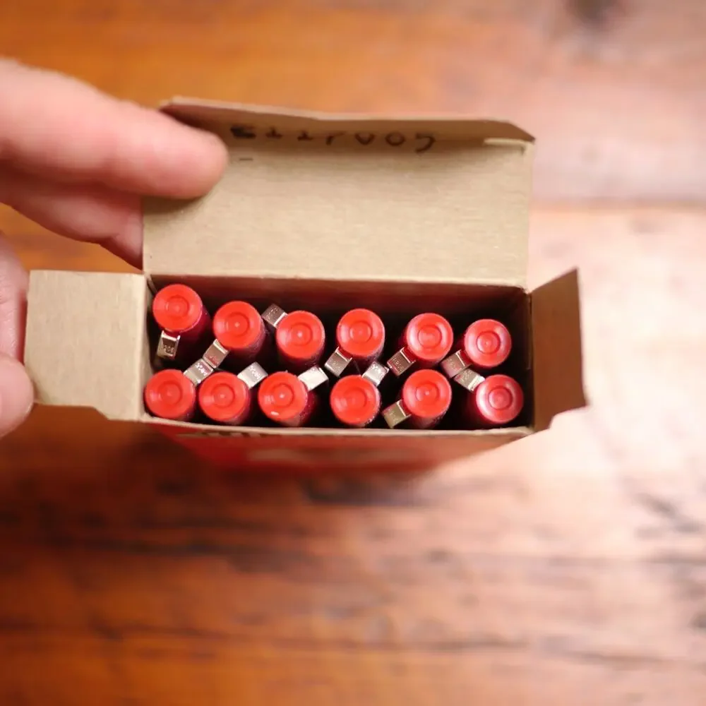Box of 12 Vtg NEW Deadstock PENTEL Red SUPER-BALL Extra Fine Point Pen R206-B
